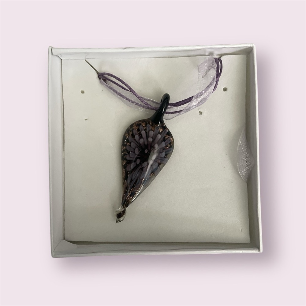 Purple Glass Pendant Necklace